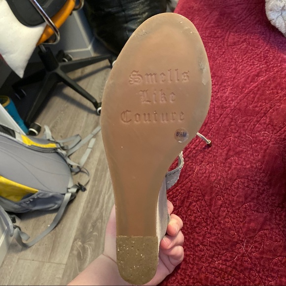 Juicy Couture Grey Suede Tie Wedges - Picture 4 of 5